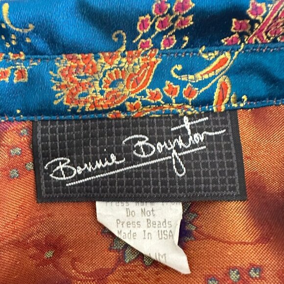 Vintage Bonnie Boynton Crop Blazer Jacket Silky Asian Paisley Tasseled Boho - Picture 11 of 16